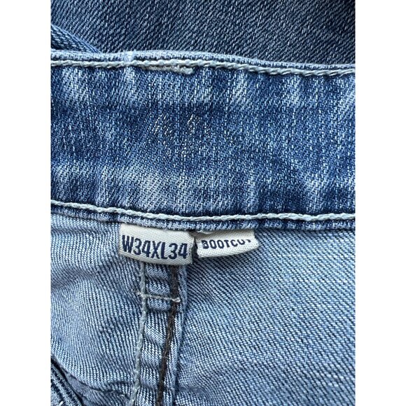 Flypaper Bootcut Jeans Size 34 x 34 Light Wash Distressed Frayed Hem Denim Rodeo - Picture 6 of 10